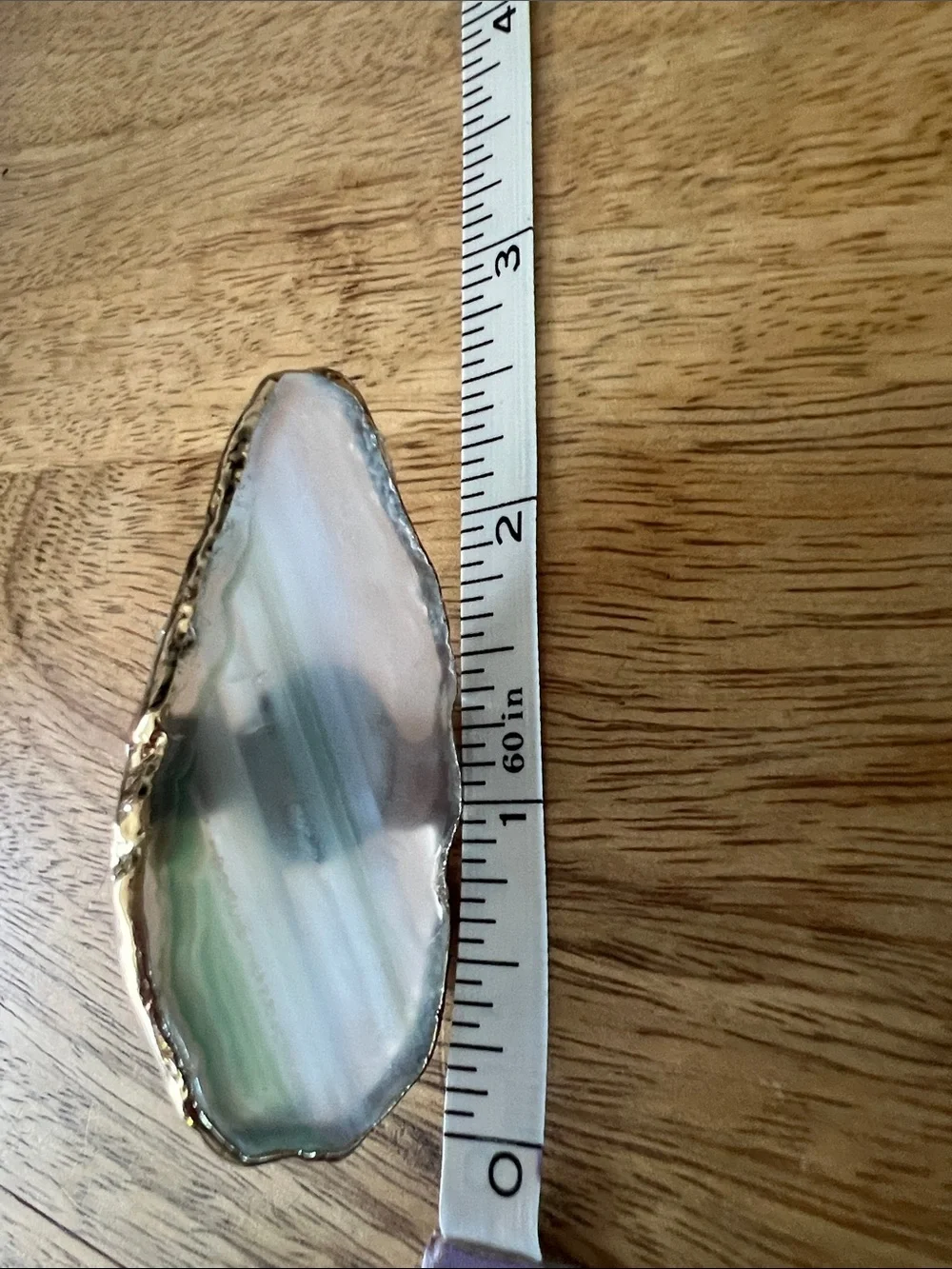 Striped Agate Statement Ring with Gold Edge